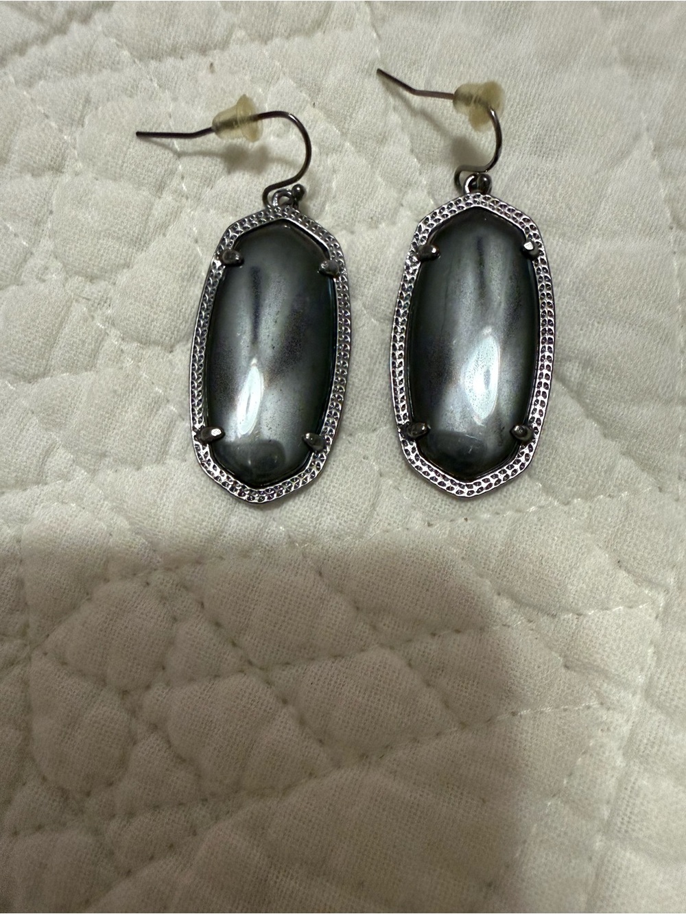 Kendra Scott Silver-Tone Gray Stone Drop Earrings